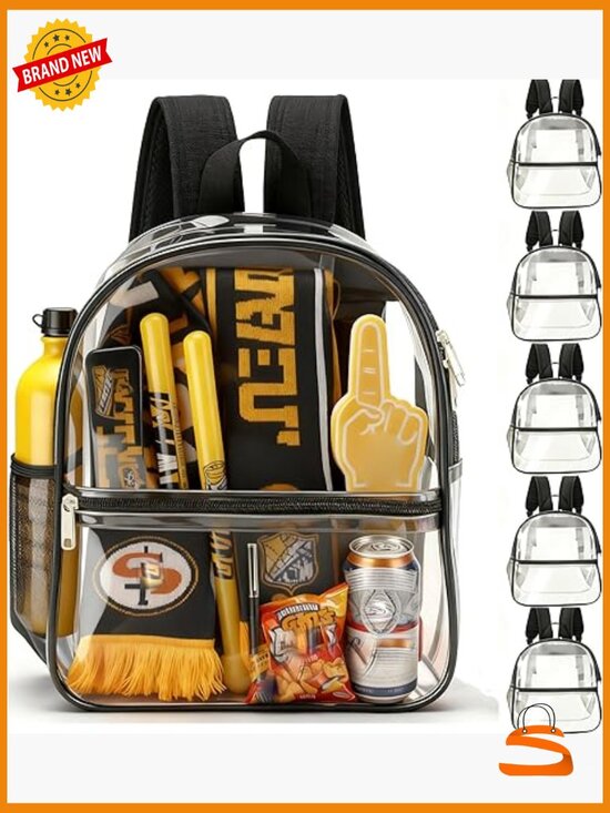 Clear Backpack for Stadium Events, 13x11x5 Concert Bag, Transparent PVC main image 5
